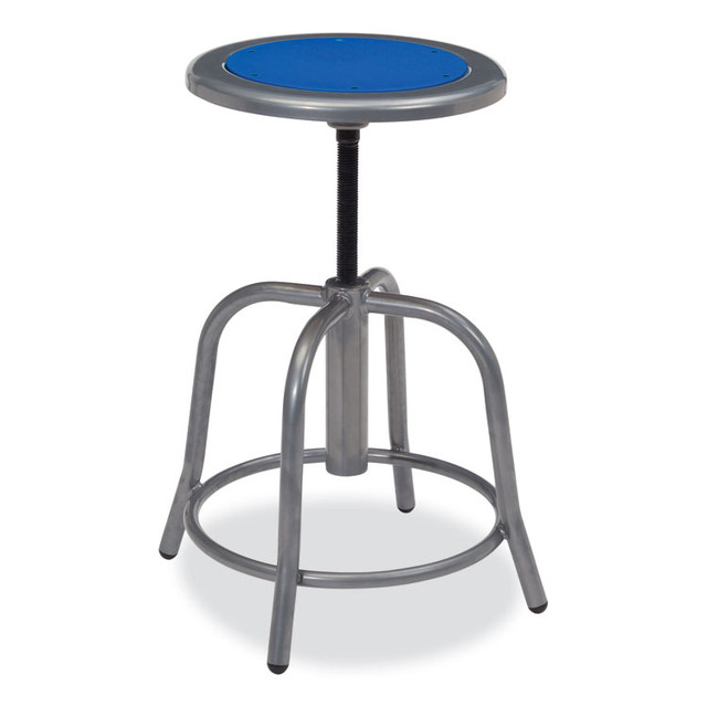 NATIONAL PUBLIC SEATING NPS® 682502 6800 Series Height Adjustable Metal Seat Stool, Supports Up to 300 lb, 18" to 24" Seat Height, Persian Blue Seat/Gray Base