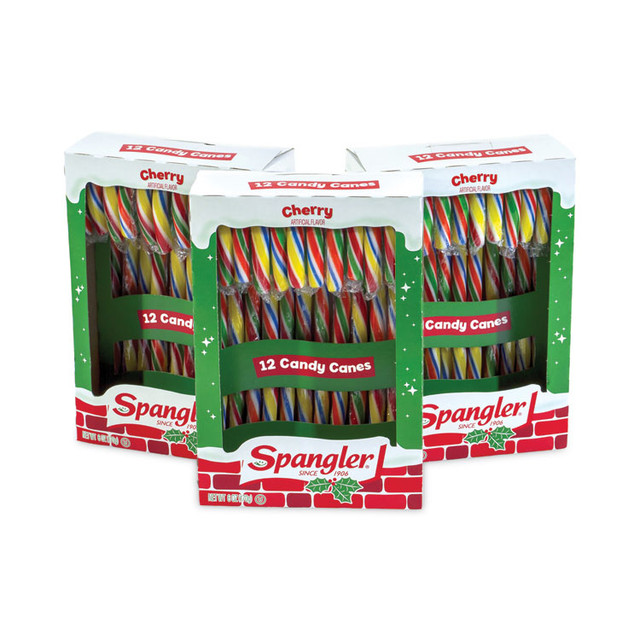 SPANGLER CANDY COMPANY 211X0001 Cherry Candy Canes, 6 oz Box, 12 Candy Canes/Box, 3 Boxes/Carton
