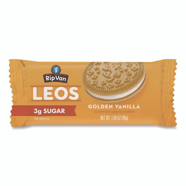 RIP VAN RVW62001 Leos Golden Vanilla Sandwich Cookies, 2 Cookies/Pack, 10 Packs/Box