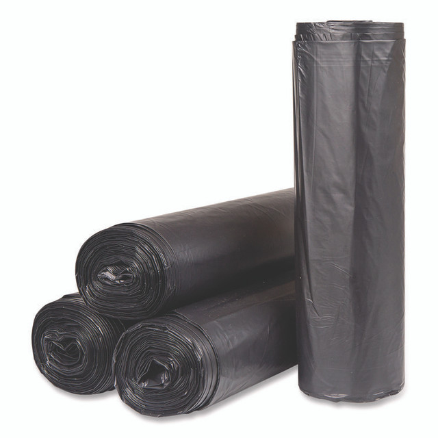 INTEGRATED BAGGING SYSTEMS Inteplast Group SL4046120K Institutional Low-Density Can Liners, 45 gal, 1.2 mil, 40" x 46", Black, Interleaved Roll, 25 Bags/Roll, 4 Rolls/Carton