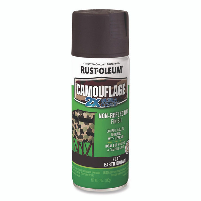 RUST-OLEUM CORPORATION 279178CT Camouflage Spray Paint, Flat Earth Brown, 12 oz Aerosol Can, 6/Carton