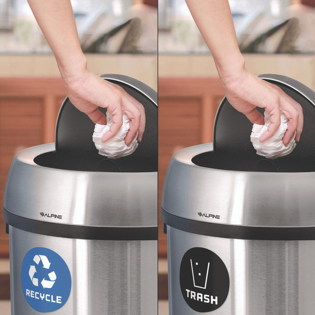 ALPINE INDUSTRIES ALP47065LRT 17 Gallon Stainless Steel Open Top Recycling Bin and Trash Receptacle