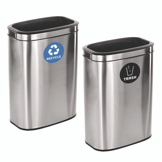 ALPINE INDUSTRIES ALP47040LRT 10.5 Gallon Recycle and Trash Station, Brushed Stainless Steel