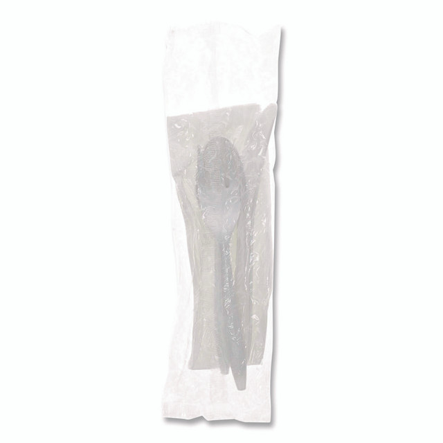 PACTIV EVERGREEN CORPORATION FKFSKWNCH Fieldware Cutlery Kit, Individually Wrapped, Mediumweight, Fork/Knife/Napkin/Spoon, Plastic, White, 250/Carton