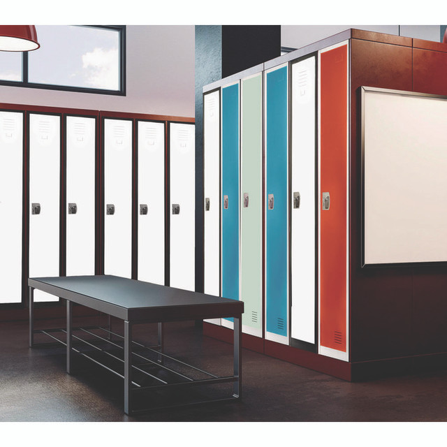 ADIROFFICE I629201BW Steel Storage Locker, 1 Compartment, 12 x 12 x 72, Black Body/White Doors