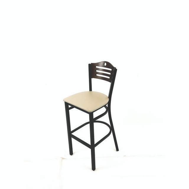 JMC FURNITURE EBBVTAUC Eagle Series Barstool, Supports Up to 300 lb, 28.5" Seat Height, Taupe Seat, Dark Walnut Back, Black Base