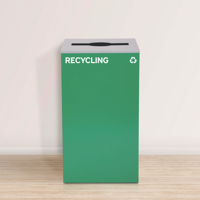 ALPINE INDUSTRIES 4450BLKKIT21 29 Gallon Trash/Recycling Cans, Steel, Blue Recycling Can and Black Trash Can w/Sq Lid, Green Recycling Can with Mixed Lid