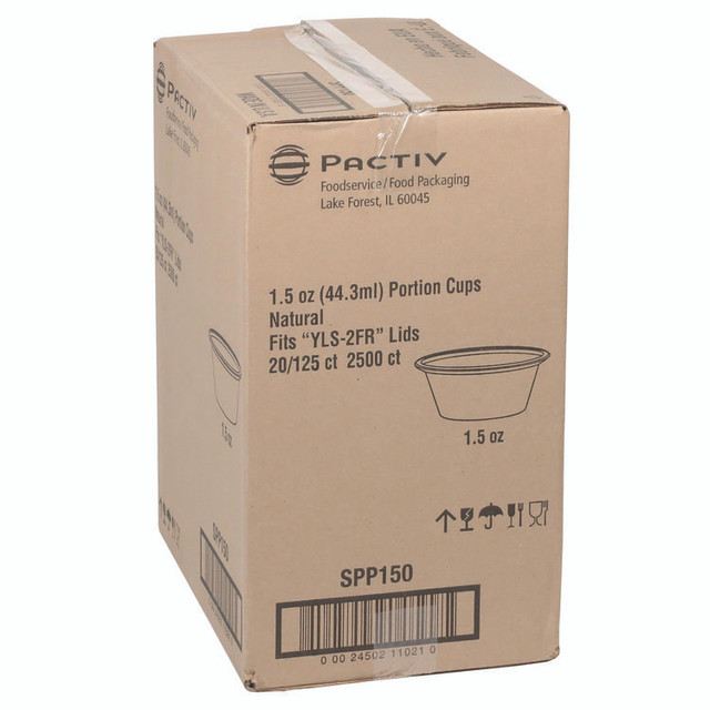 PACTIV EVERGREEN CORPORATION SPP150 Plastic Portion Cup, 1.5 oz, Translucent, 125/Sleeve, 20 Sleeves/Carton