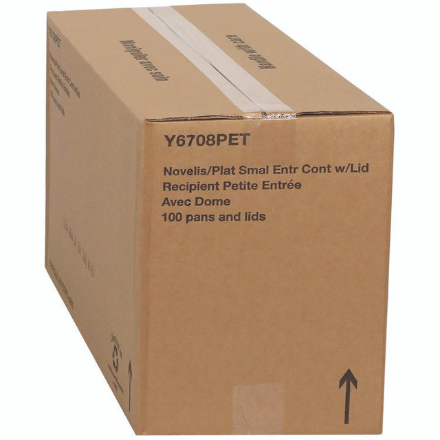 PACTIV EVERGREEN CORPORATION Y6708PET Classic Carry-Out Container with PET Dome Lid, 22 oz, 8.2 x 6.2 x 1.3, Silver/Clear, Aluminum, 100/Carton