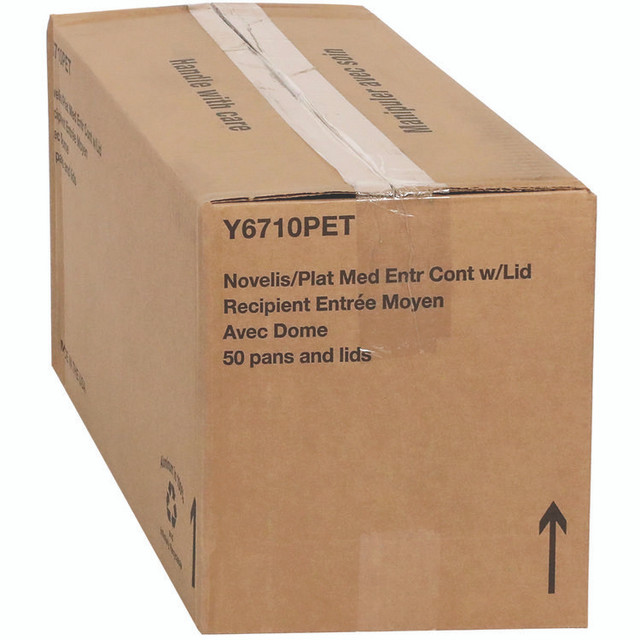 PACTIV EVERGREEN CORPORATION Y6710PET Classic Carry-Out Container with PET Dome Lid, 46 oz, 9.8 x 7.8 x 1.3, Silver/Clear, Aluminum, 50/Carton