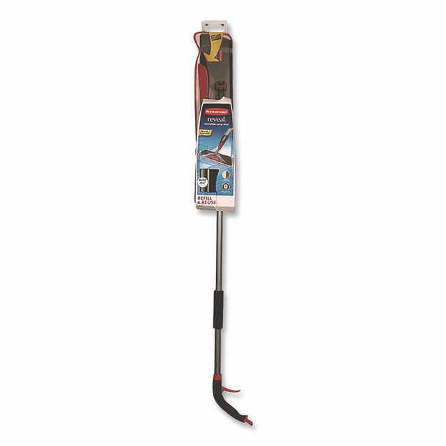 RUBBERMAID COMMERCIAL PROD. 1M15 GRYRD Reveal Microfiber Spray Mop Kit, Microfiber Head, 54.5" Silver/Black Handle