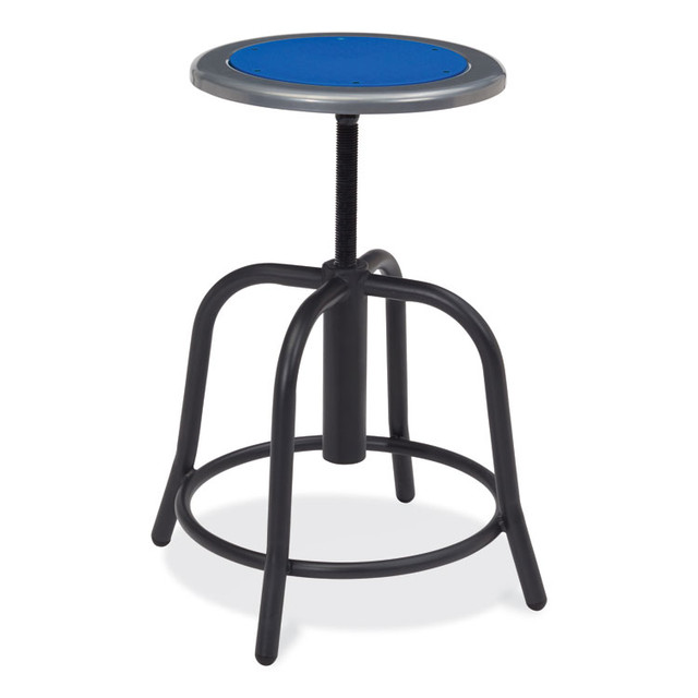 NATIONAL PUBLIC SEATING NPS® 682510 6800 Series Height Adjustable Metal Seat Stool, Supports Up to 300 lb, 18" to 24" Seat Height, Persian Blue Seat/Black Base