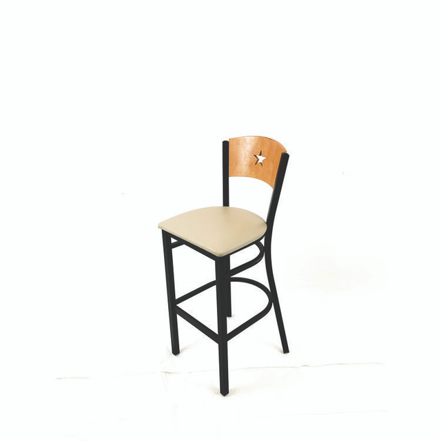 JMC FURNITURE LBBVTAUD Liberty Series Barstool, Supports Up to 300 lb, 28.5" Seat Height, Taupe Seat, Natural Back, Black Base