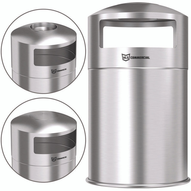 HLS COMMERCIAL HLS50DSI Extra-Large Dual Side-Entry Trash Can, Indoor, 50 gal, Stainless Steel, Silver
