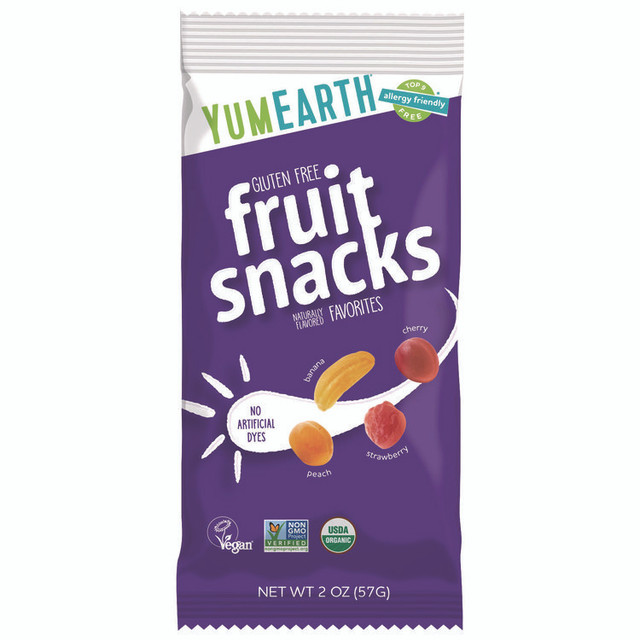 ADVANTUS CORPORATION YumEarth 22002288 Organic Fruit Snacks, Assorted Flavors, 2 oz Bag, 12/Carton