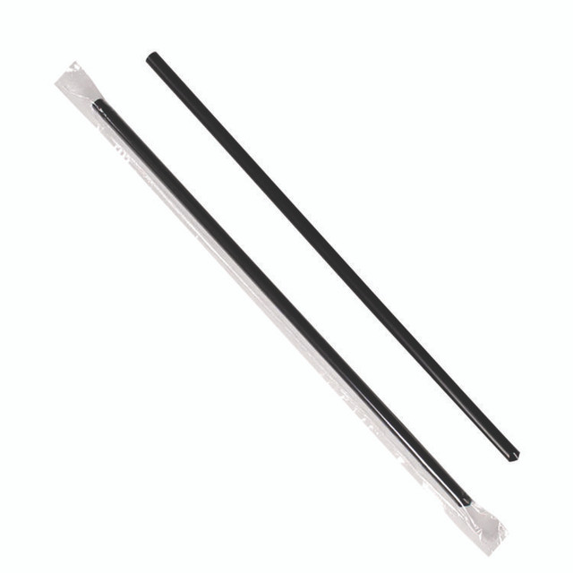 KARAT BY LOLLICUP C9035 Jumbo Straws, 9", Plastic, Black, 2,000/Carton
