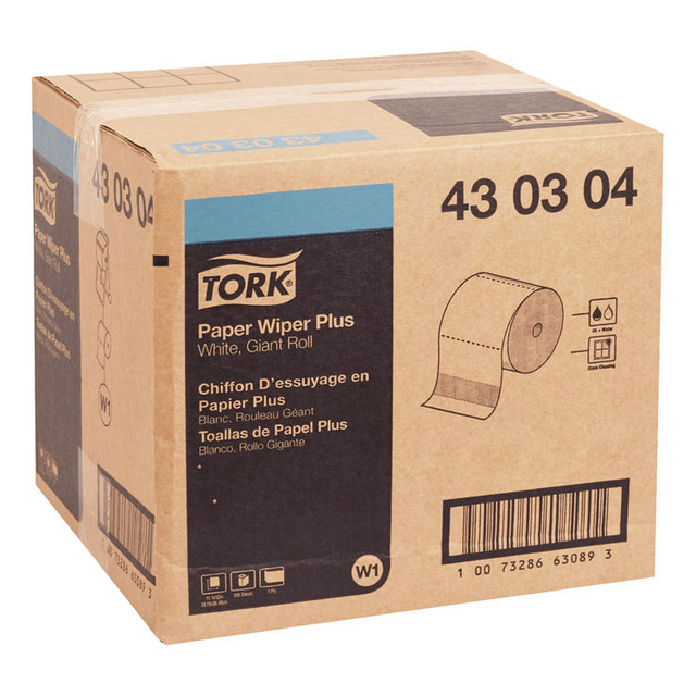 SCA TISSUE Tork® 430304 Paper Wiper Plus, 11.1 x 12, White, 800/Roll