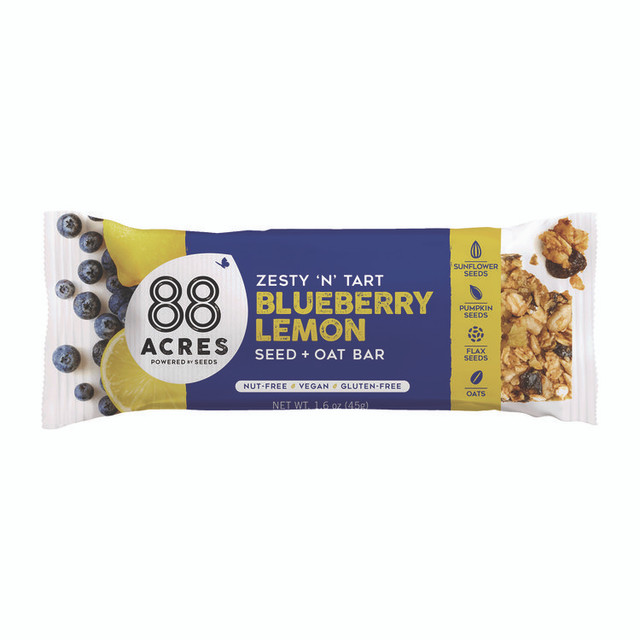 88 ACRES ACY00592 Warm 'N Chewey Gluten-Free Blueberry/Lemon Seed and Oat Bar, 1.6 oz Bar, 9/Box