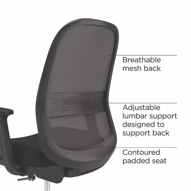 ALERA KP46BME17 Alera Kempton Fabric Mesh Task Stool, Supports Up to 275 lb, 26.57 to 33.62 Seat Height, Black Seat, Black Back, Black Base