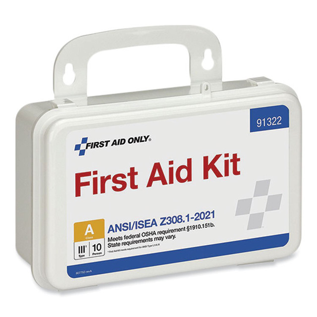 FIRST AID ONLY, INC. 91322 ANSI 2021 First Aid Kit for 10 People, 76 Pieces, Plastic Case