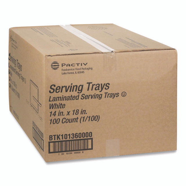 PACTIV EVERGREEN CORPORATION BTK101360000 Laminated Foam Serving Tray, 18 x 14, White, 100/Carton