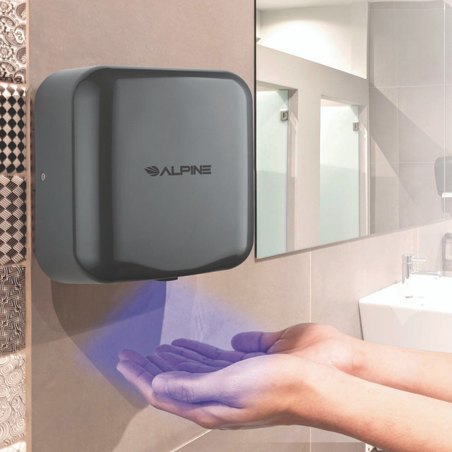 ALPINE INDUSTRIES ALP40010GRY Hemlock Commercial Automatic 120V Hand Dryer, 6.68 x 11.41 x 12.31, Stainless Steel, Gray