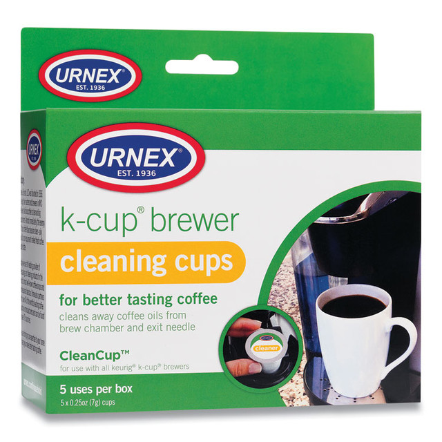 URNEX BRANDS 70135 CleanCup Coffee Pod Brewer Cleaning Cups, 0.25 oz Cup, 5/Pack