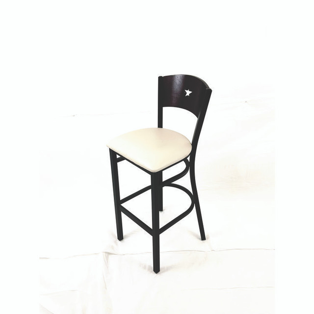 JMC FURNITURE LBBVCRMB Liberty Series Barstool, Supports Up to 300 lb, 28.5" Seat Height, Cream Seat, Dark Mahogany Back, Black Base