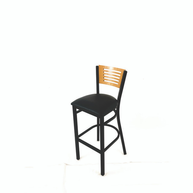 JMC FURNITURE JRBBVBLKD Jones River Series Barstool, Supports Up to 300 lb, 28.5" Seat Height, Black Seat, Natural Back, Black Base
