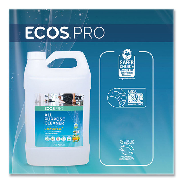 EARTH FRIENDLY PRODUCTS ECOS® PL970604EA Orange Plus All Purpose Cleaner and Degreaser, Citrus Scent, 1 gal Bottle
