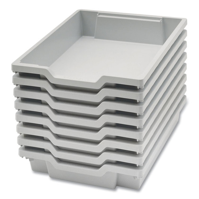 GRATNELLS USA, LLC FS0119P8 F1 Shallow Trays for Gratnells Storage Frames and Trolleys, 1.85 gal Capacity, 12.28" x 16.81" x 3.25", Light Gray, 8/Pack