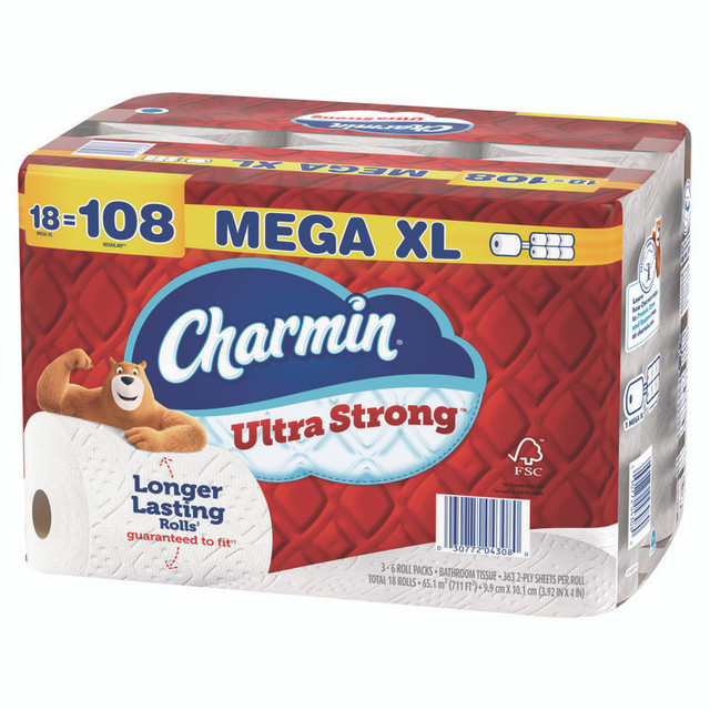 PROCTER & GAMBLE Charmin® 04308 Ultra Strong Bathroom Tissue, Septic Safe, 2-Ply, White, 363 Sheets/Roll, 18 Rolls/Pack