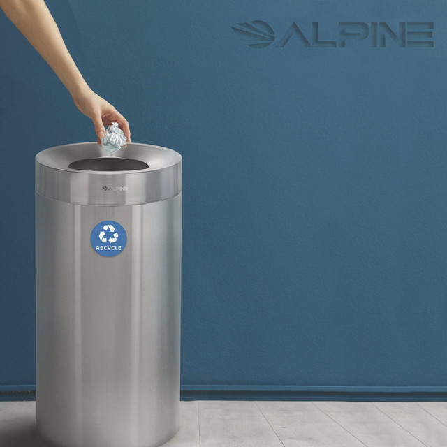 ALPINE INDUSTRIES ALP47527R 27 Gallon Stainless Steel Recycling Can, Brushed Stainless Steel