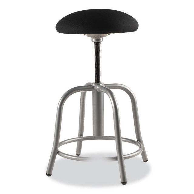 NATIONAL PUBLIC SEATING NPS® 6810S02 6800 Series Height Adjustable Fabric Seat Swivel Stool, Supports Up to 300 lb, 18" to 25" Seat Height, Black Seat/Gray Base