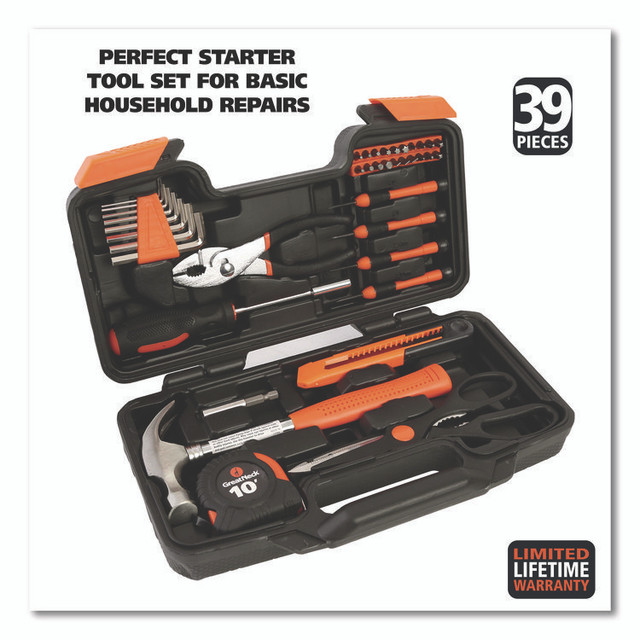 GREAT NECK SAW MFG. 73802 Homeowner's 39-Piece Tool Set, 12.38" x 3" x 7.25" Carry Case