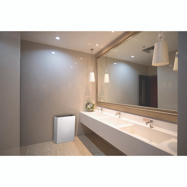 ALPINE INDUSTRIES ALP491 Stainless Steel Surface-Mounted Waste Receptacle, 6.4 gal, Brushed Stainless Steel