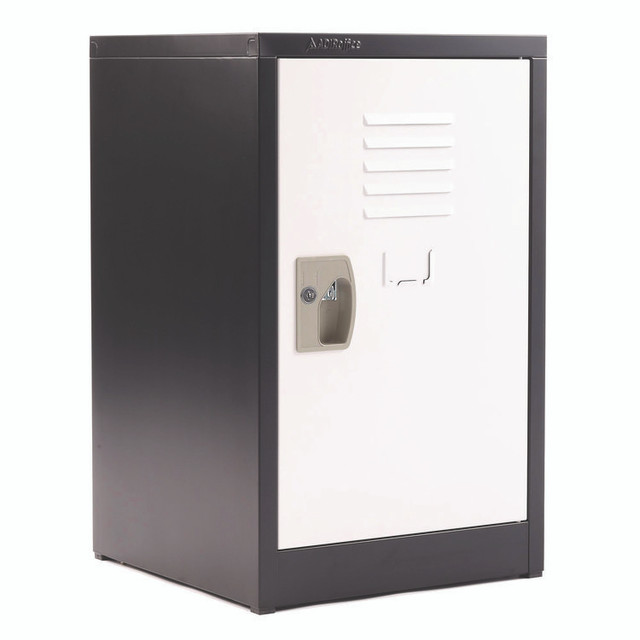 ADIROFFICE I62902BW Steel Storage Locker, 1 Compartment, 15 x 15 x 24, Black Body/White Doors