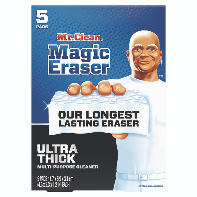 PROCTER & GAMBLE Mr. Clean® 12413 Magic Eraser, Ultra-Thick, 4.6 x 2.3, 1.2" Thick, White, 5/Pack, 2 Packs/Carton