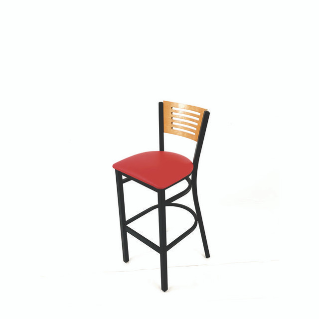 JMC FURNITURE JRBBVREDD Jones River Series Barstool, Supports Up to 300 lb, 28.5" Seat Height, Red Seat, Natural Back, Black Base