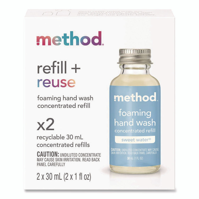 METHOD PRODUCTS INC. 356011 Refill + Reuse Foaming Hand Soap Refill, Sweet Water Scent, 1 oz Refill Bottle, 2/Pack