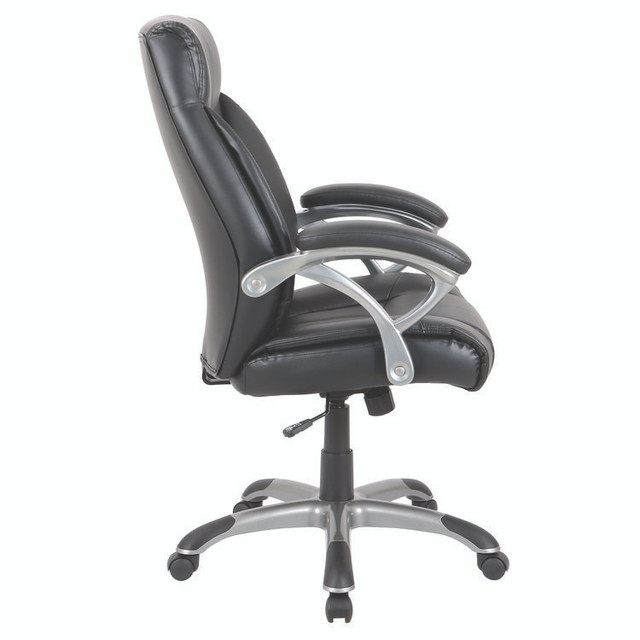 ALERA FD41B19 Alera Fulford Bonded Leather High-Back Managers Chair, Supports 275lb, 18.62-22.56" Seat Height, Black Seat/Back, Silver Base
