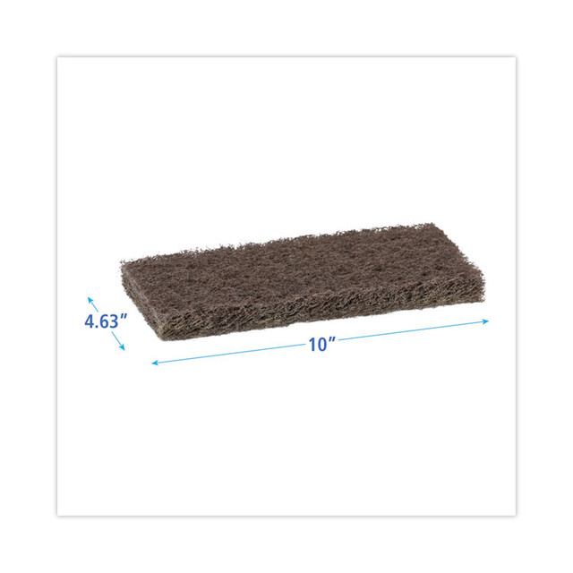 BOARDWALK 403 Heavy-Duty Scour Pad, 4.63 x 10, Brown, 20/Carton