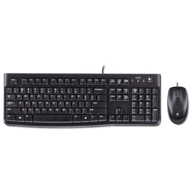 LOGITECH, INC. 920002565 MK120 Wired Keyboard + Mouse Combo, USB 2.0, Black