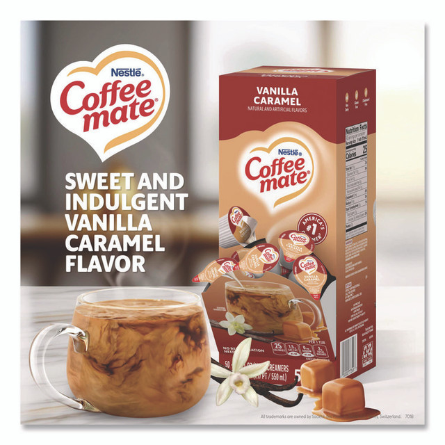 NESTLE Coffee mate® 79129CT Liquid Coffee Creamer, Vanilla Caramel, 0.38 oz Mini Cups, 50/Box, 4 Boxes/Carton