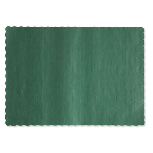 HOFFMASTER 310528 Placemats, Smooth Surface, Scalloped Edges, 13.5" x 9.5", Hunter Green, 1,000/Carton