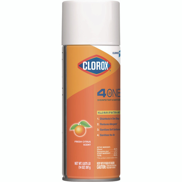 CLOROX SALES CO. 31043 4-in-One Disinfectant and Sanitizer, Citrus, 14 oz Aerosol Spray