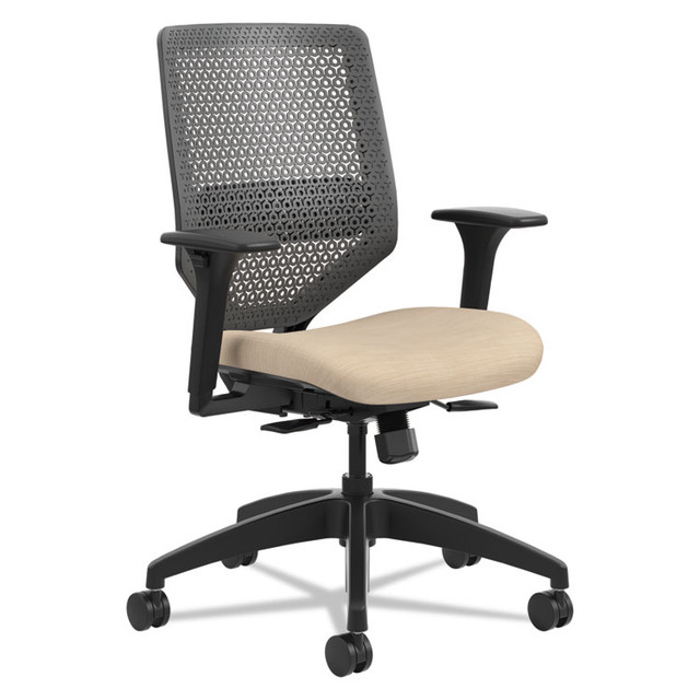 HON COMPANY SVR1ACLC22TK Solve Series ReActiv Back Task Chair, Supports Up to 300 lb, 18" to 23" Seat Height, Putty Seat, Black Back/Base