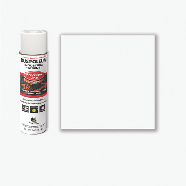 RUST-OLEUM CORPORATION 203030V Industrial Choice M1600 System Solvent-Based Precision Line Marking Paint, Flat White, 17 oz Aerosol Can, 12/Carton