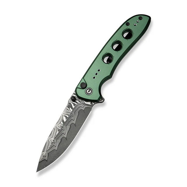 CIVIVI Knives C23087A-DS1 CIVIVI Hyperpulse Flipper & Thumb Stud & Button Lock Knife Aluminum Handle (3.5"" Damascus Blade) C23087A-DS1