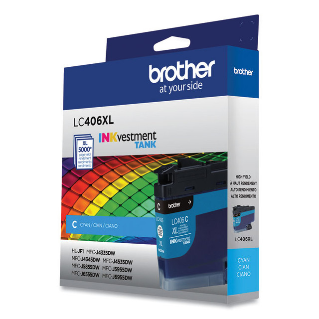 BROTHER INTL. CORP. LC406XLCS LC406XLCS INKvestment High-Yield Ink, 5,000 Page-Yield, Cyan